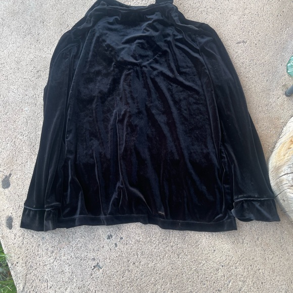 Lauren Ralph Lauren womens velvet pajama top LG black label logo Large - Picture 6 of 6